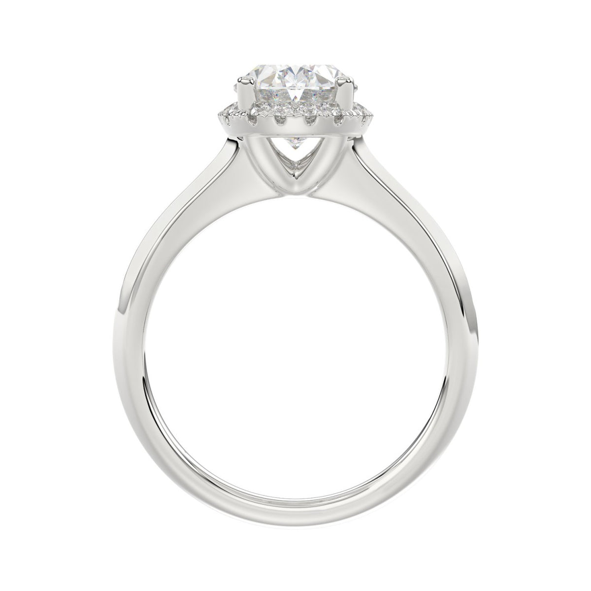 LADIES RING 2 1/6CT ROUND/OVAL DIAMOND 14K WHITE GOLD (CENTER STONE OVAL DIAMOND 2CT )