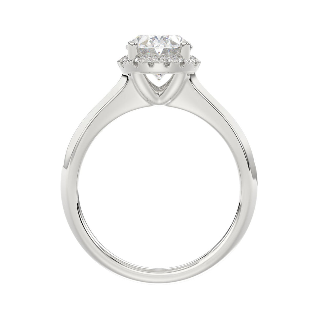 LADIES RING 2 1/6CT ROUND/OVAL DIAMOND 14K WHITE GOLD (CENTER STONE OVAL DIAMOND 2CT )