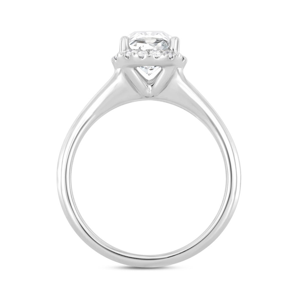 LADIES RING 2 1/6CT ROUND/OVAL DIAMOND 14K WHITE GOLD (CENTER STONE OVAL DIAMOND 2CT )