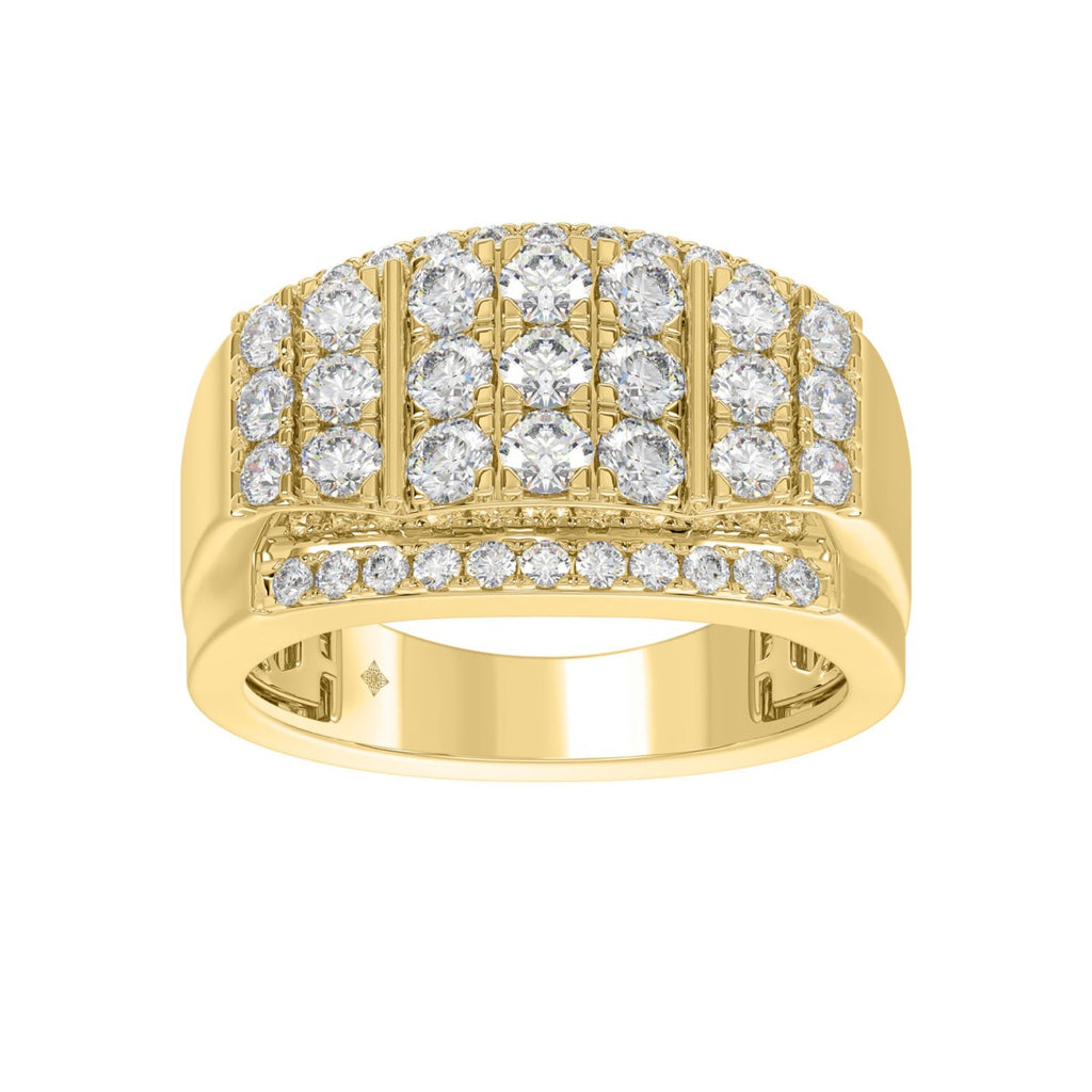 MEN'S RING 2.00CT ROUND DIAMOND 14K YELLOW GOLD 