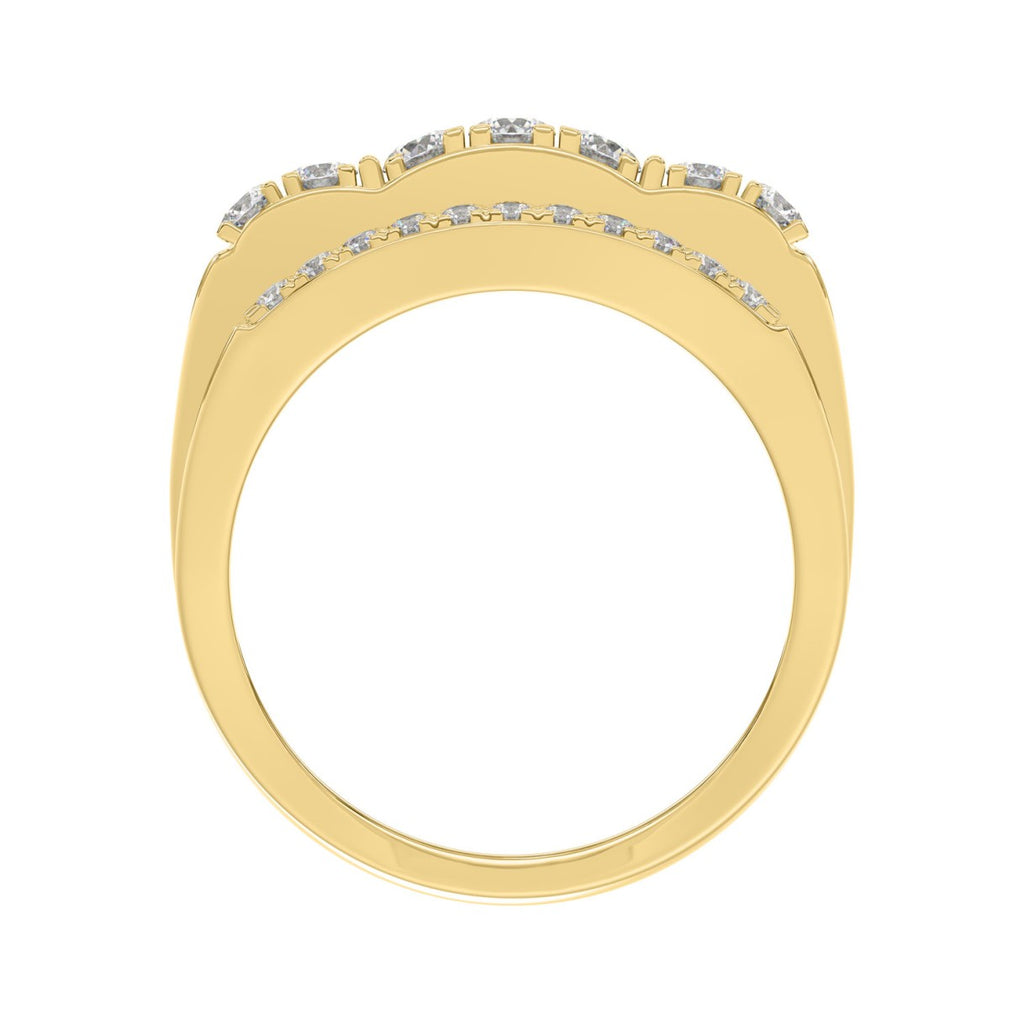 MEN'S RING 2.00CT ROUND DIAMOND 14K YELLOW GOLD 