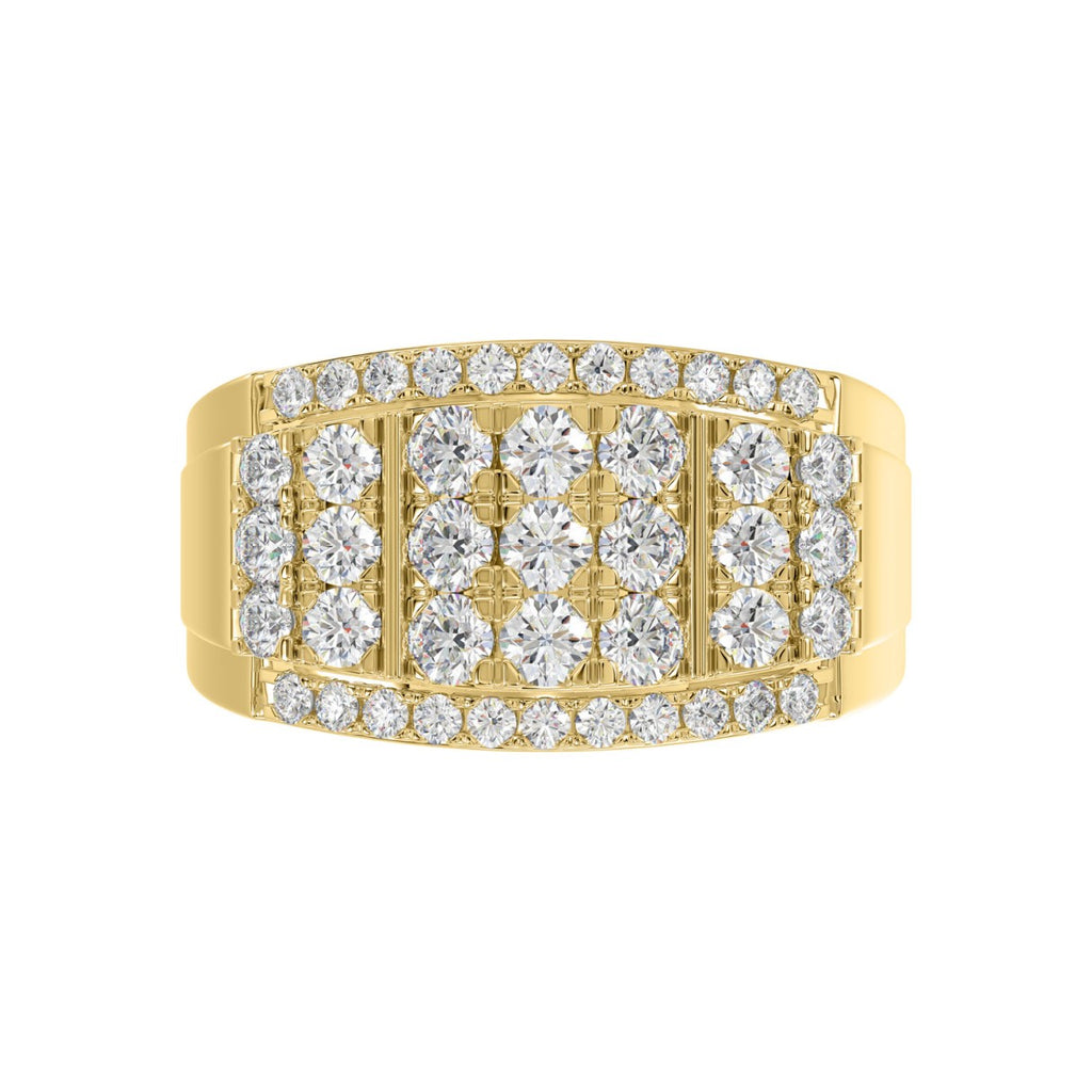 MEN'S RING 2.00CT ROUND DIAMOND 14K YELLOW GOLD 