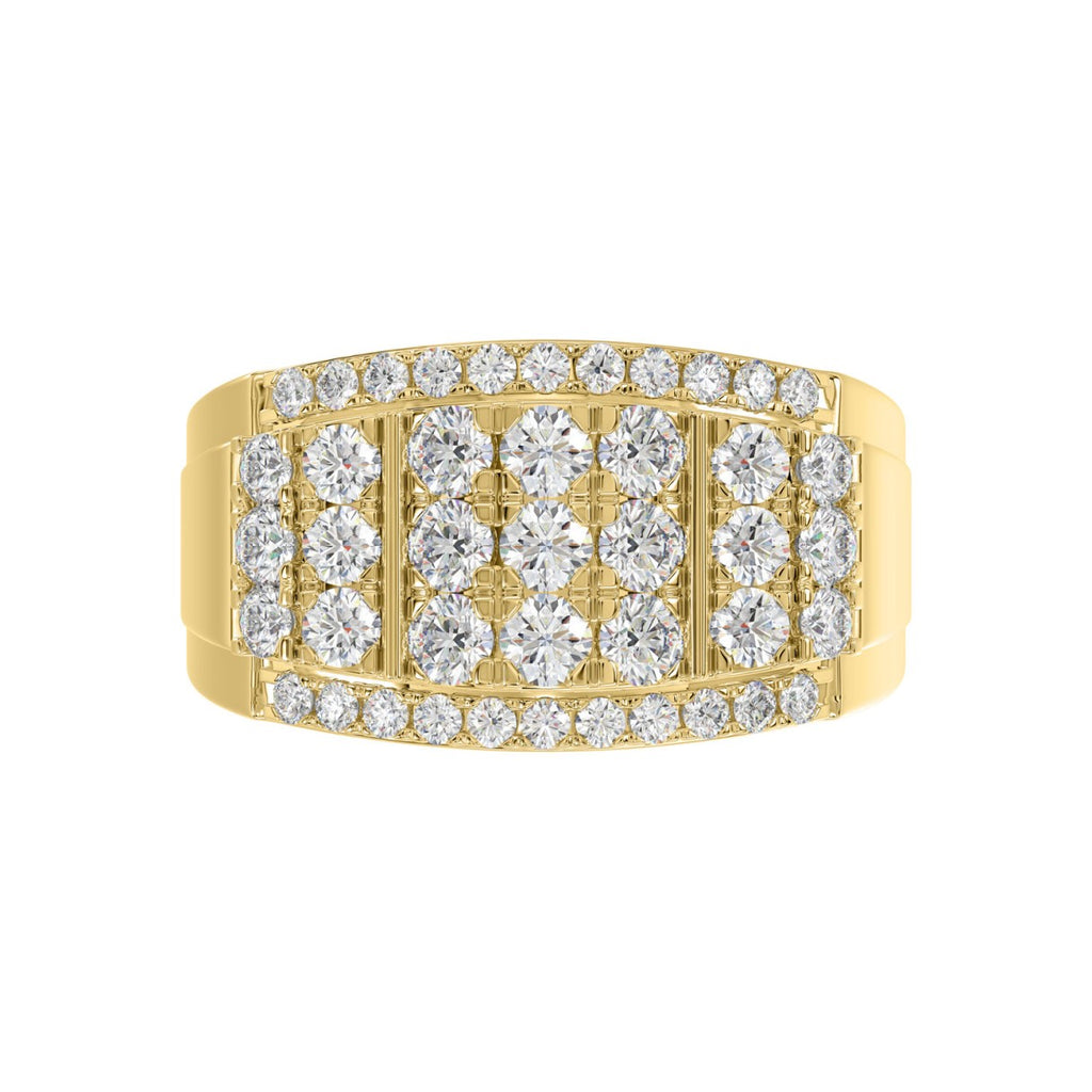 MEN'S RING 2.00CT ROUND DIAMOND 14K YELLOW GOLD 