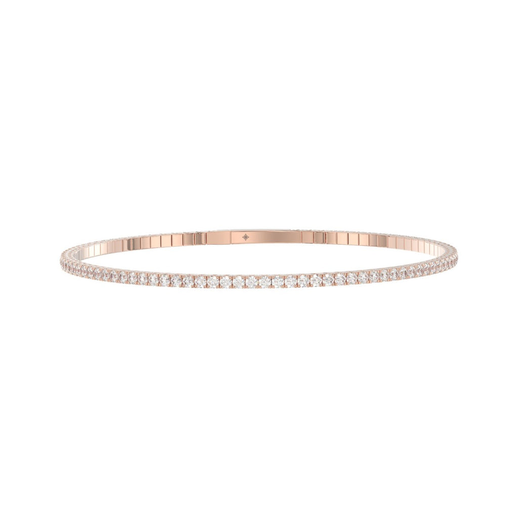 LADIES FLEXIBLE BANGLE 5 1/3CT ROUND DIAMOND 14K ROSE GOLD 
