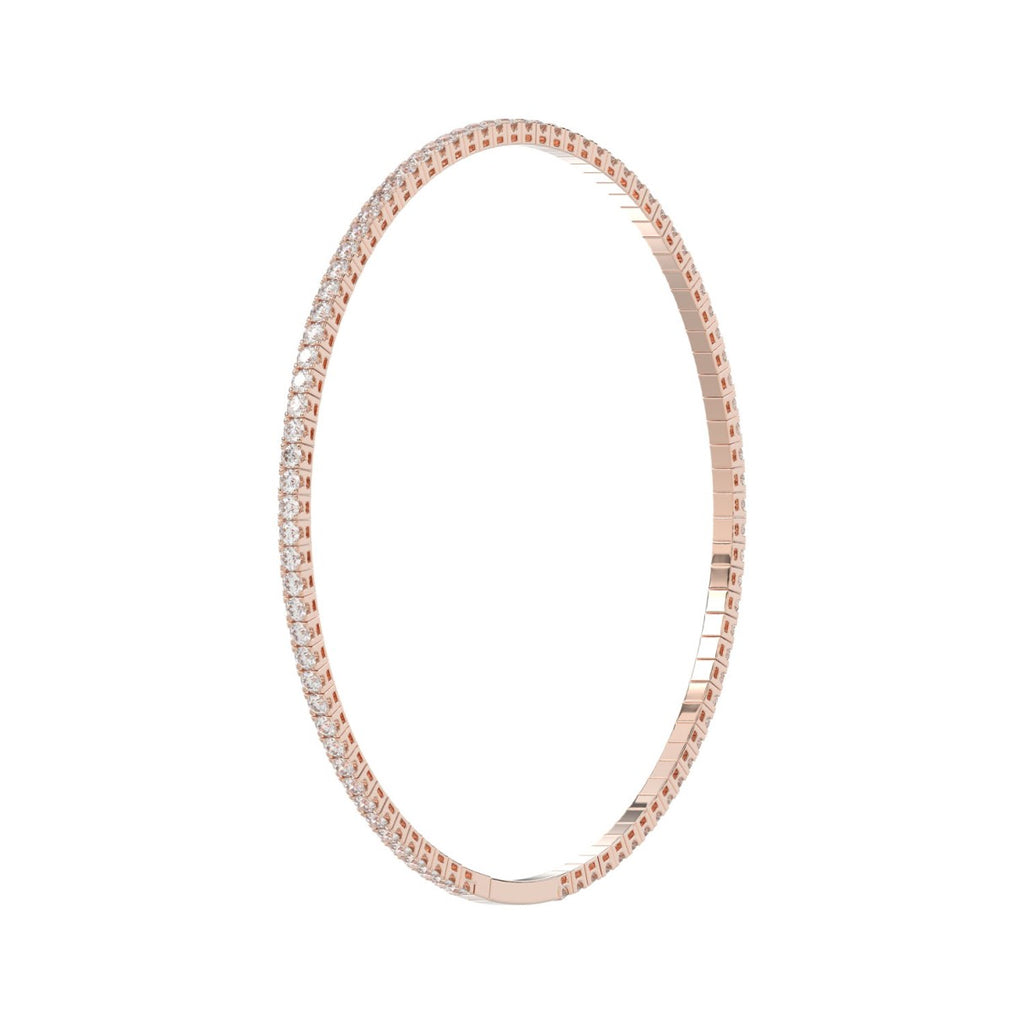 LADIES FLEXIBLE BANGLE 5 1/3CT ROUND DIAMOND 14K ROSE GOLD 