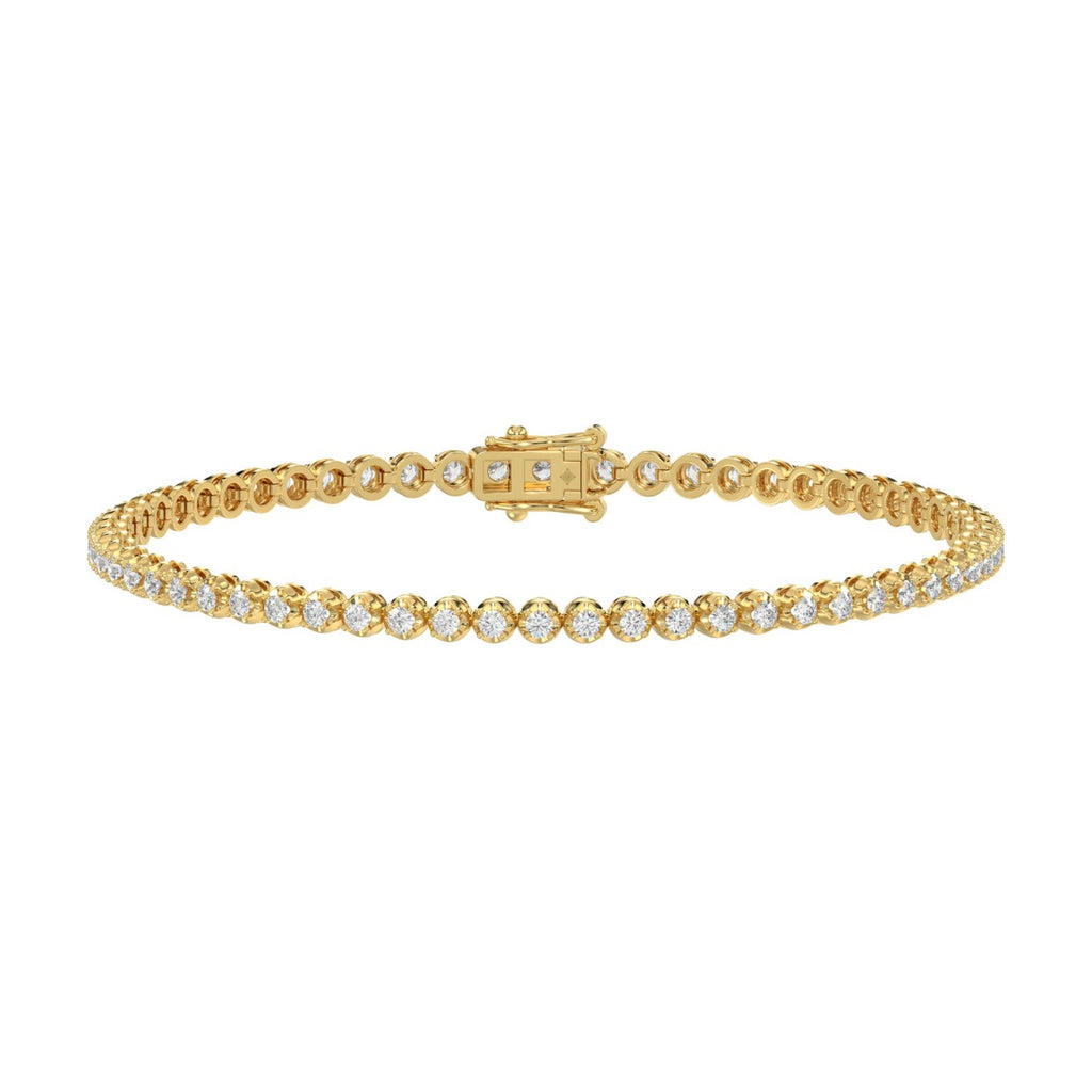MENS BRACELET 2 1/2CT ROUND DIAMOND 14K YELLOW GOLD 