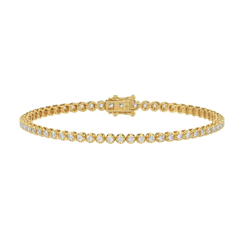 MENS BRACELET 2 1/2CT ROUND DIAMOND 14K YELLOW GOLD 