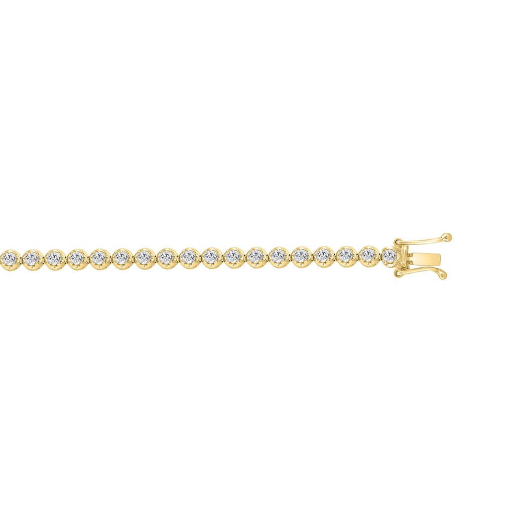 MENS BRACELET 2 1/2CT ROUND DIAMOND 14K YELLOW GOLD 