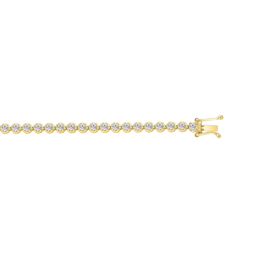 MENS BRACELET 2 1/2CT ROUND DIAMOND 14K YELLOW GOLD 