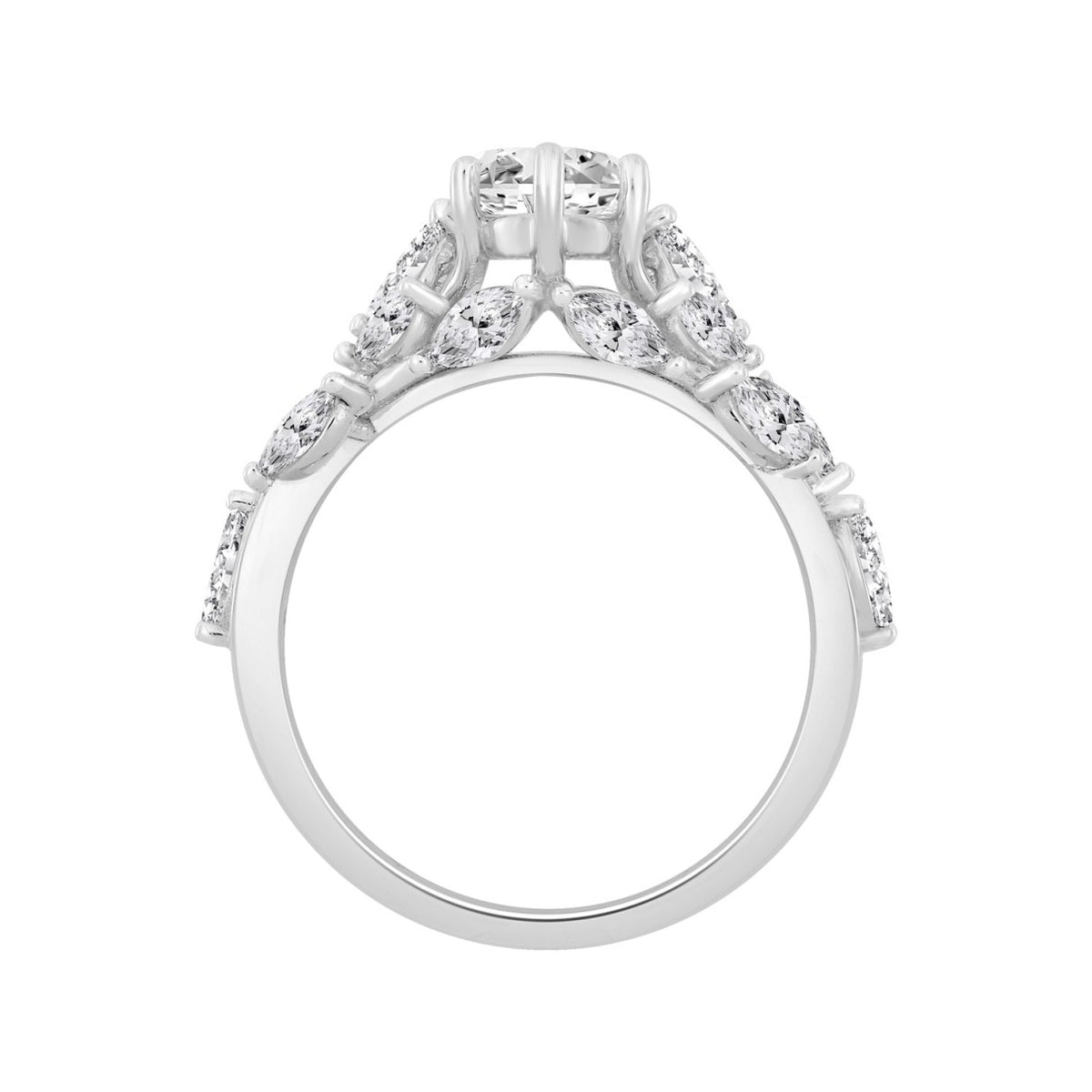 14K WHITE GOLD 3 5/8CT MARQUISE DIAMOND LADIES RING (CENTER STONE MARQUISE DIAMOND 2.00CT)