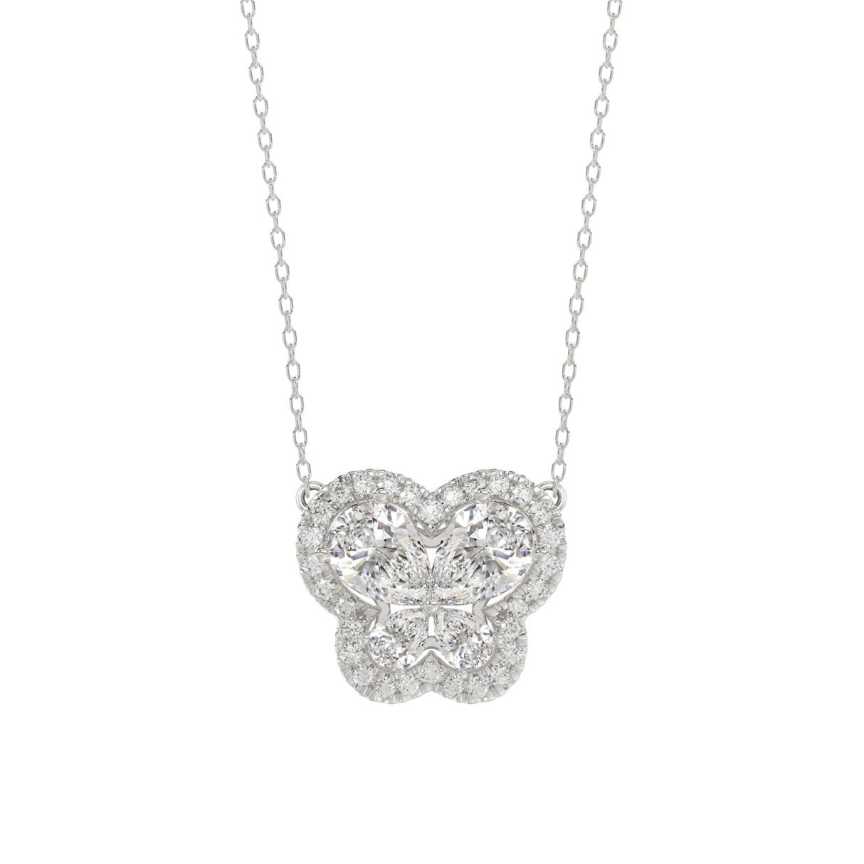 14K WHITE GOLD 1.00CT ROUND/PEAR DIAMOND LADIES PENDANT