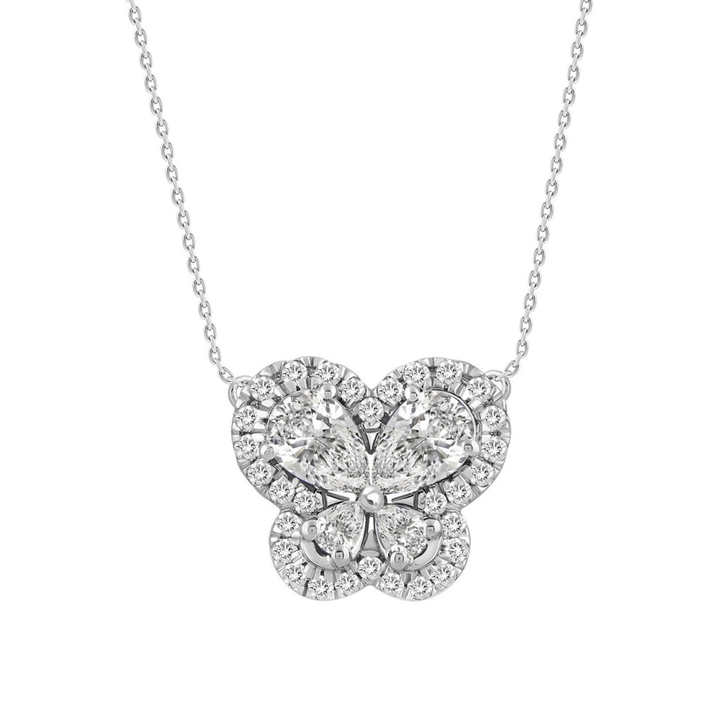 14K WHITE GOLD 1.00CT ROUND/PEAR DIAMOND LADIES PENDANT