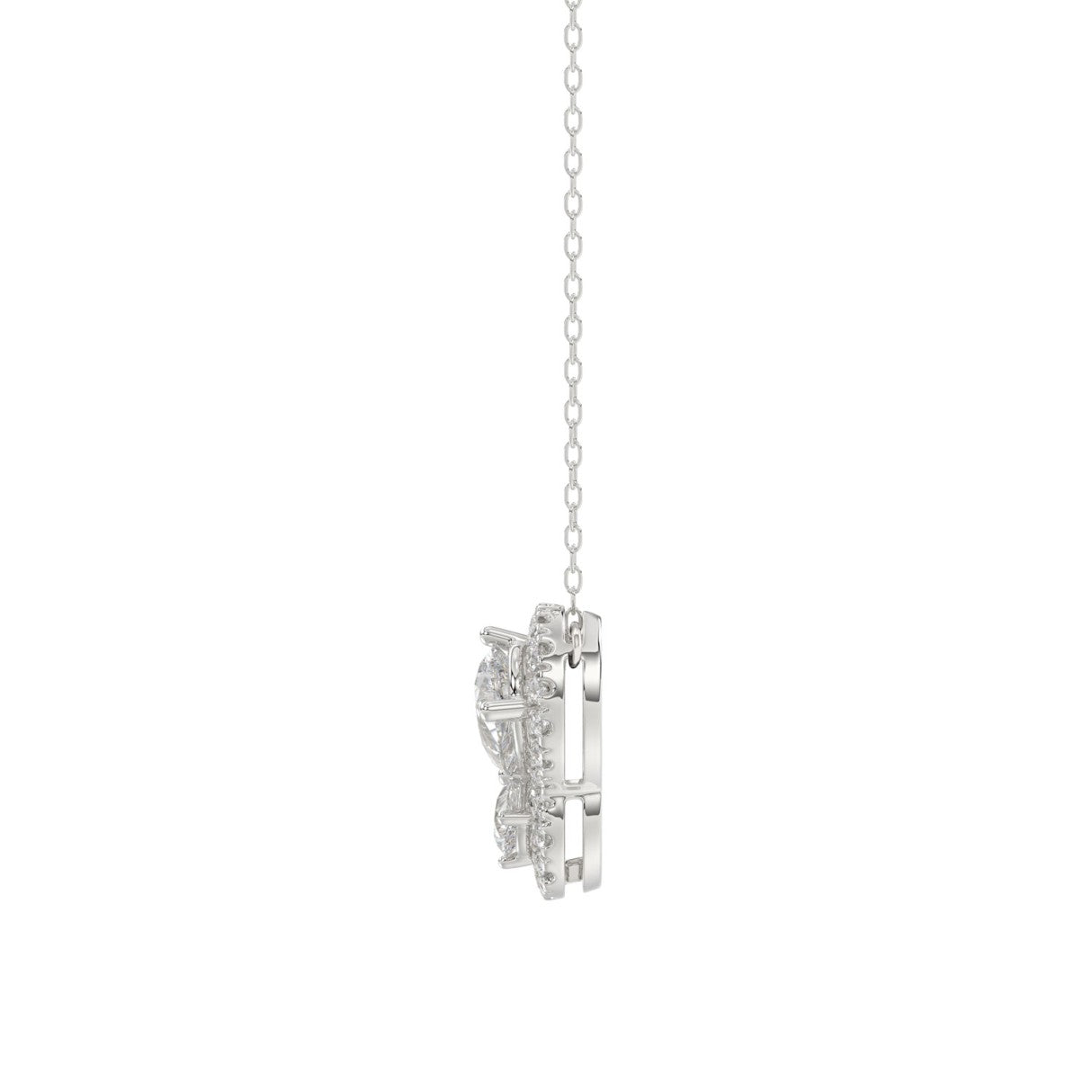 14K WHITE GOLD 1.00CT ROUND/PEAR DIAMOND LADIES PENDANT