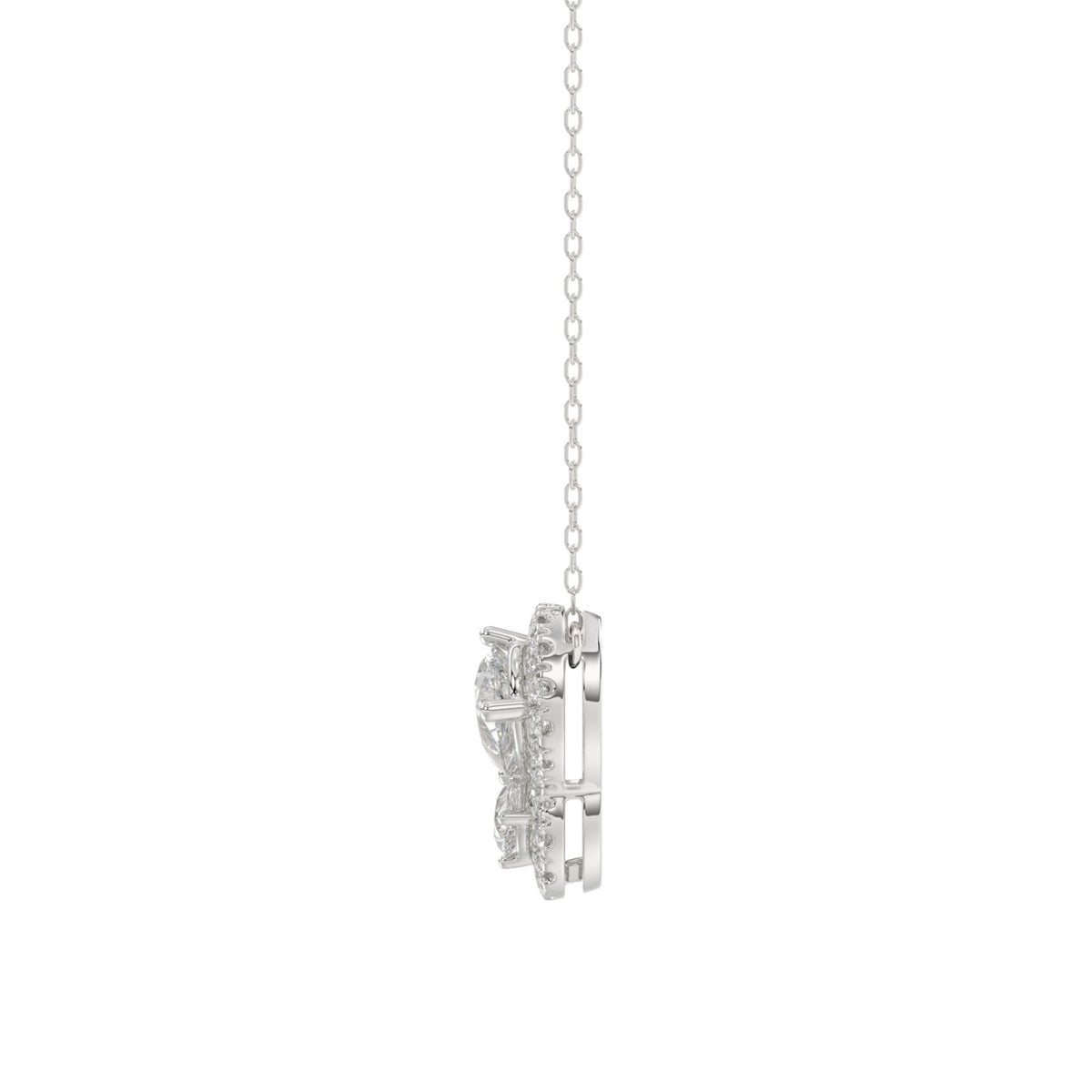 Elegant 14K White Gold Butterfly Necklace Featuring 1.00 Ct Lab Grown Round And Pear Diamonds. A Timeless Gift For Women And Everyday Luxury.