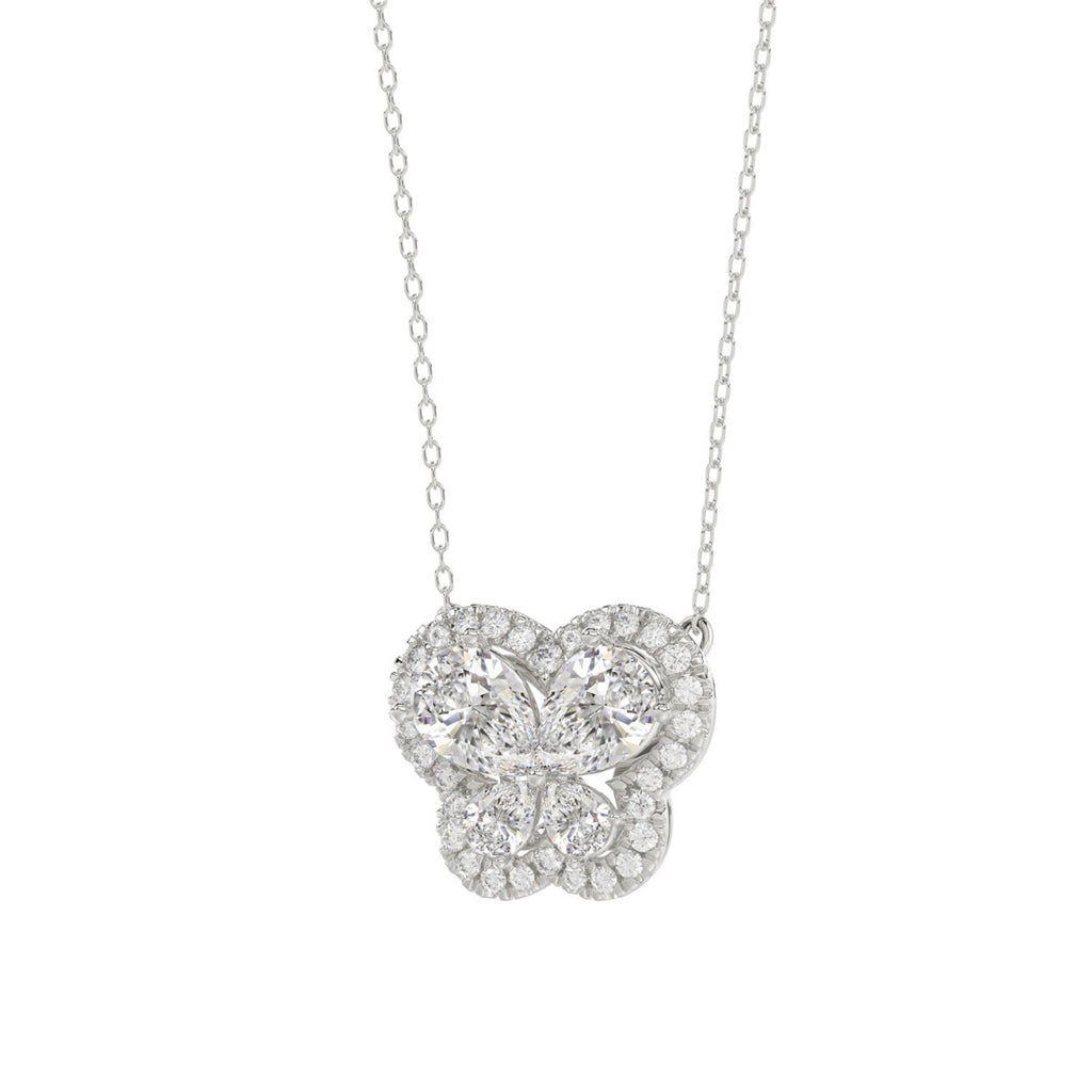 14K WHITE GOLD 1.00CT ROUND/PEAR DIAMOND LADIES PENDANT