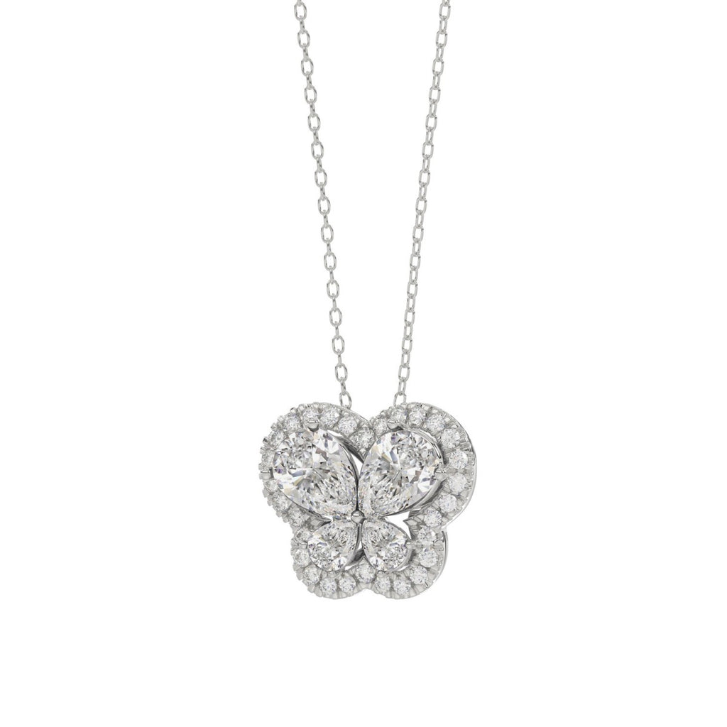 14K WHITE GOLD 1.00CT ROUND/PEAR DIAMOND LADIES PENDANT