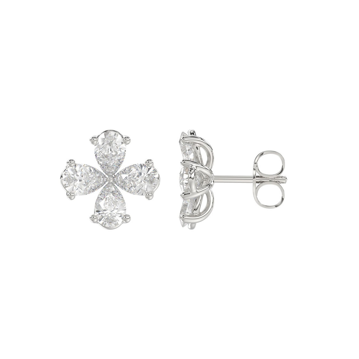 LADIES EARRINGS 1 1/3CT PEAR DIAMOND 14K WHITE GOLD