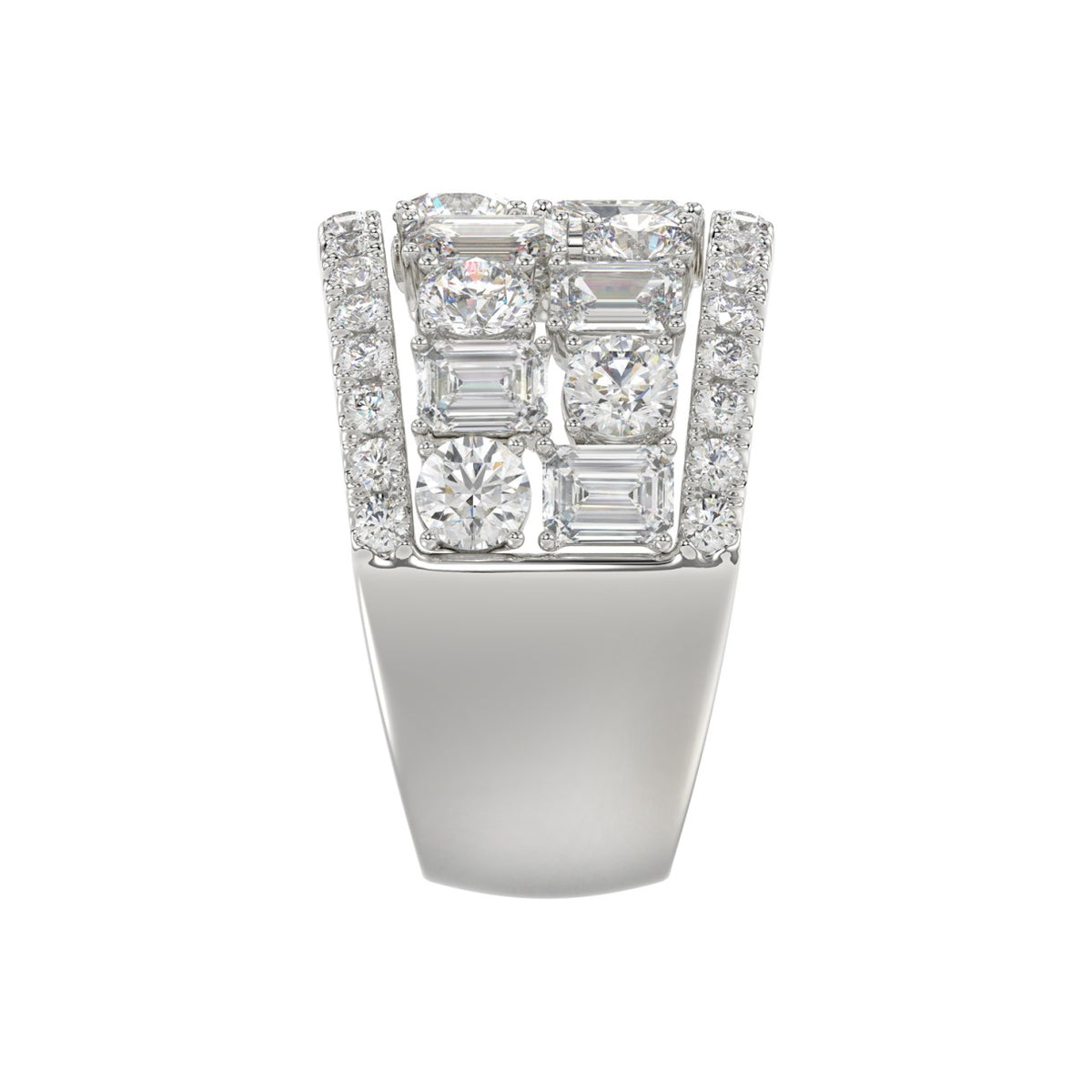 14K WHITE GOLD 5.00CT ROUND/EMERALD DIAMOND LADIES BAND