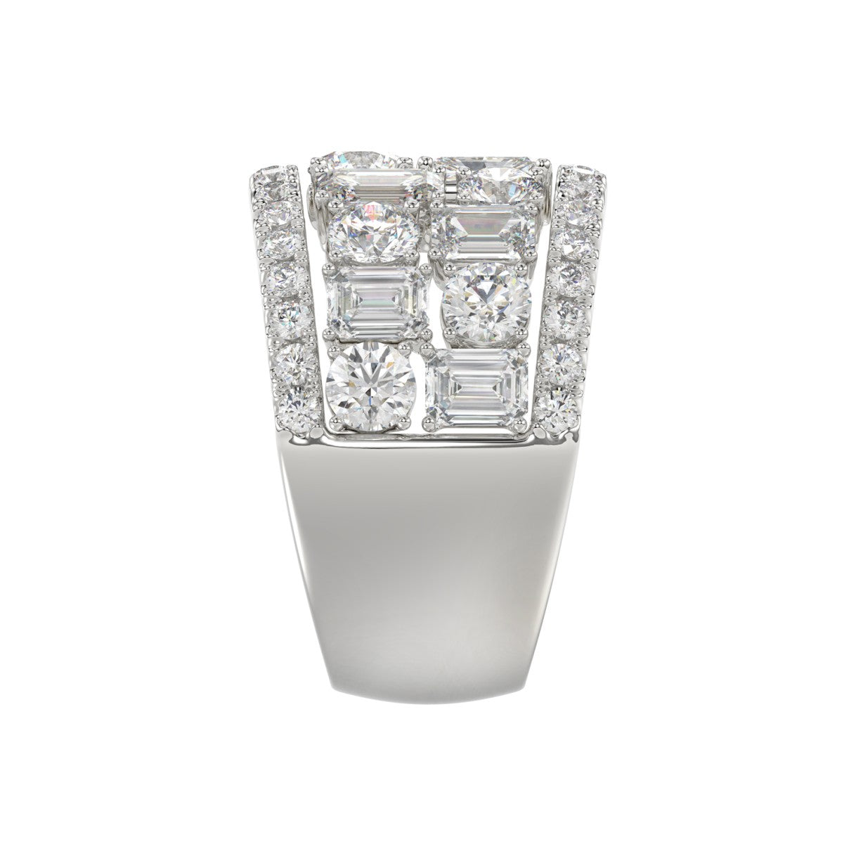 14K WHITE GOLD 5.00CT ROUND/EMERALD DIAMOND LADIES BAND