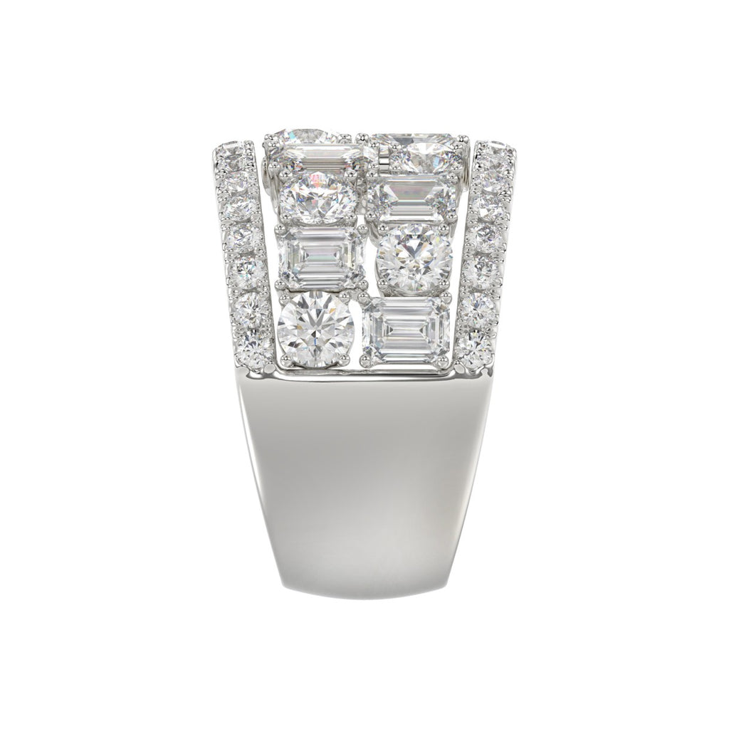 14K WHITE GOLD 5.00CT ROUND/EMERALD DIAMOND LADIES BAND