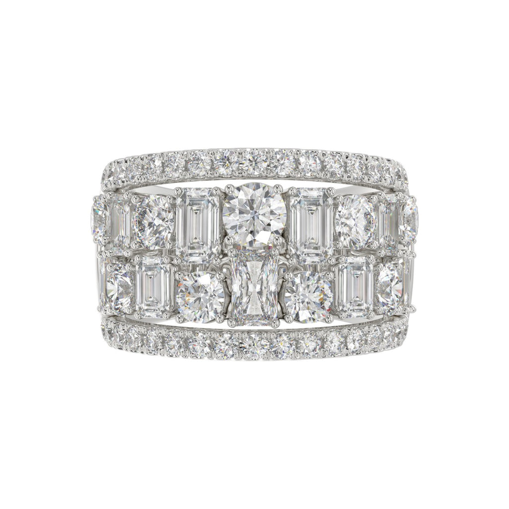 14K WHITE GOLD 5.00CT ROUND/EMERALD DIAMOND LADIES BAND