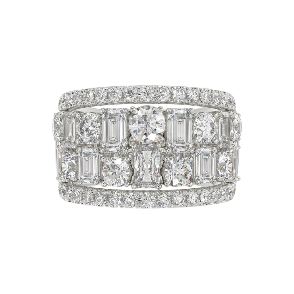 14K WHITE GOLD 5.00CT ROUND/EMERALD DIAMOND LADIES BAND