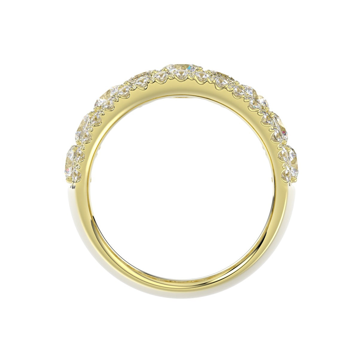 14K YELLOW GOLD 5.00CT ROUND/EMERALD DIAMOND LADIES BAND