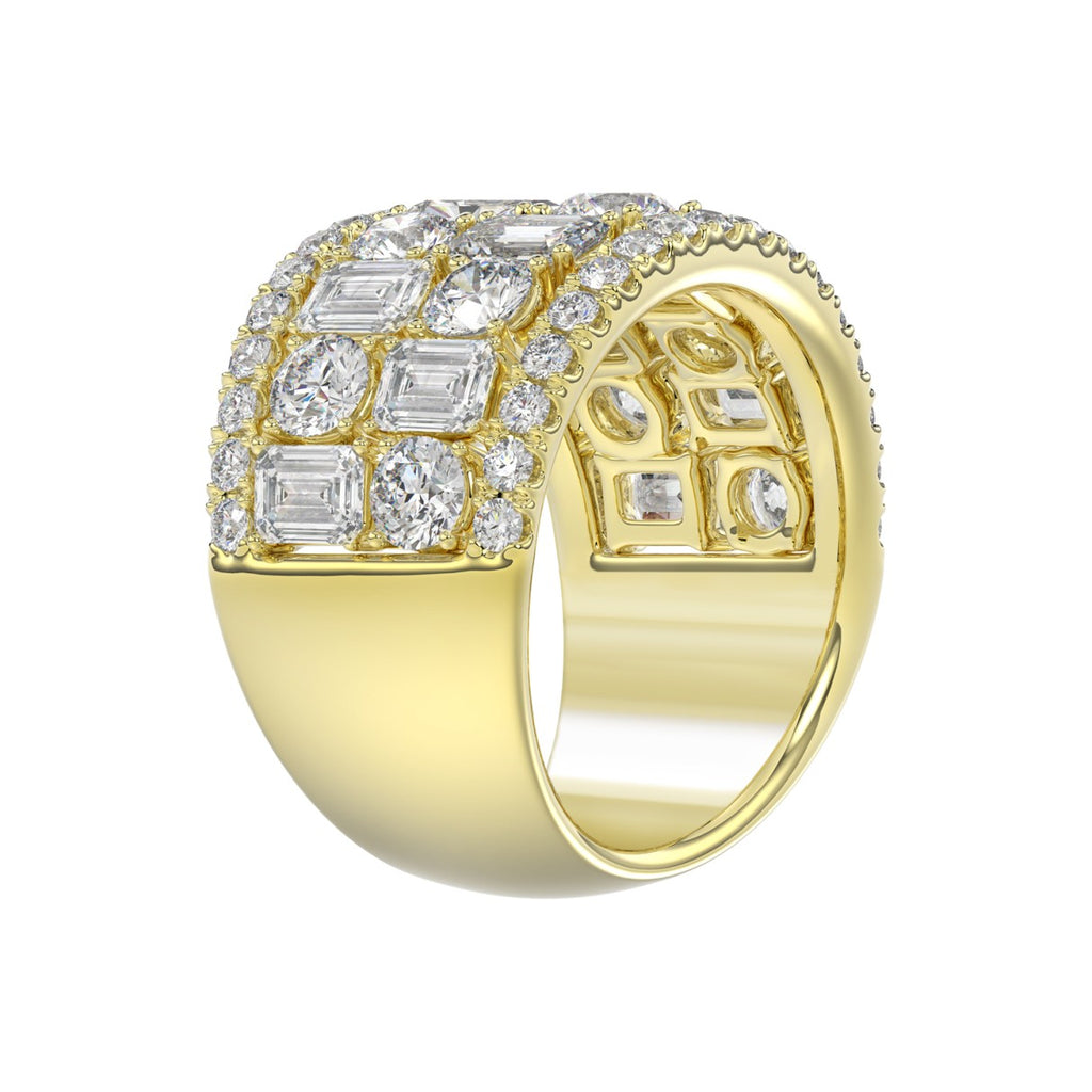 14K YELLOW GOLD 5.00CT ROUND/EMERALD DIAMOND LADIES BAND