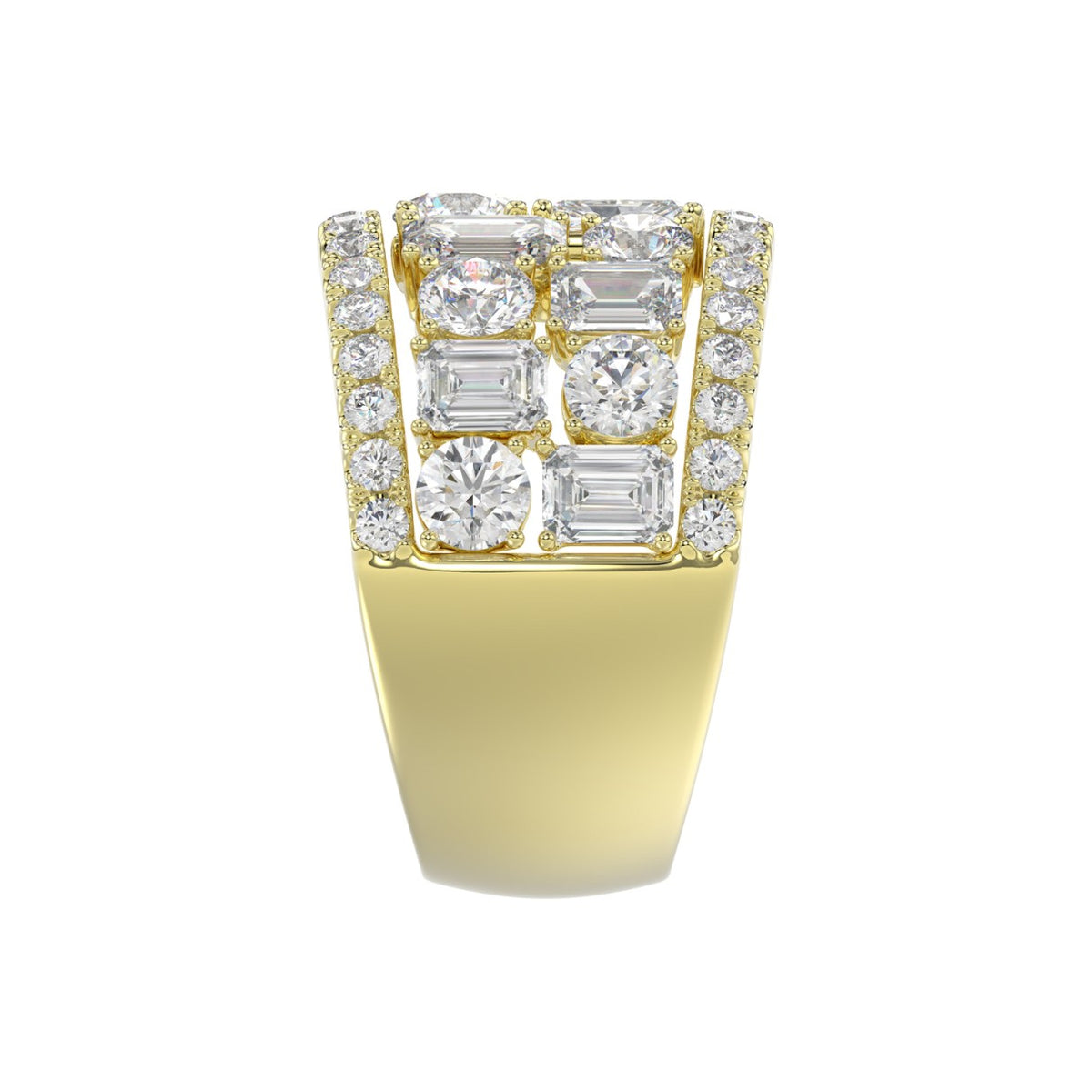 14K YELLOW GOLD 5.00CT ROUND/EMERALD DIAMOND LADIES BAND