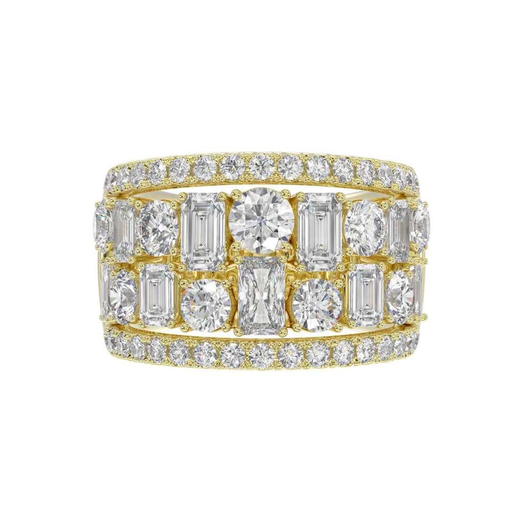14K YELLOW GOLD 5.00CT ROUND/EMERALD DIAMOND LADIES BAND