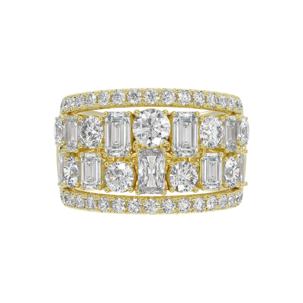 14K YELLOW GOLD 5.00CT ROUND/EMERALD DIAMOND LADIES BAND