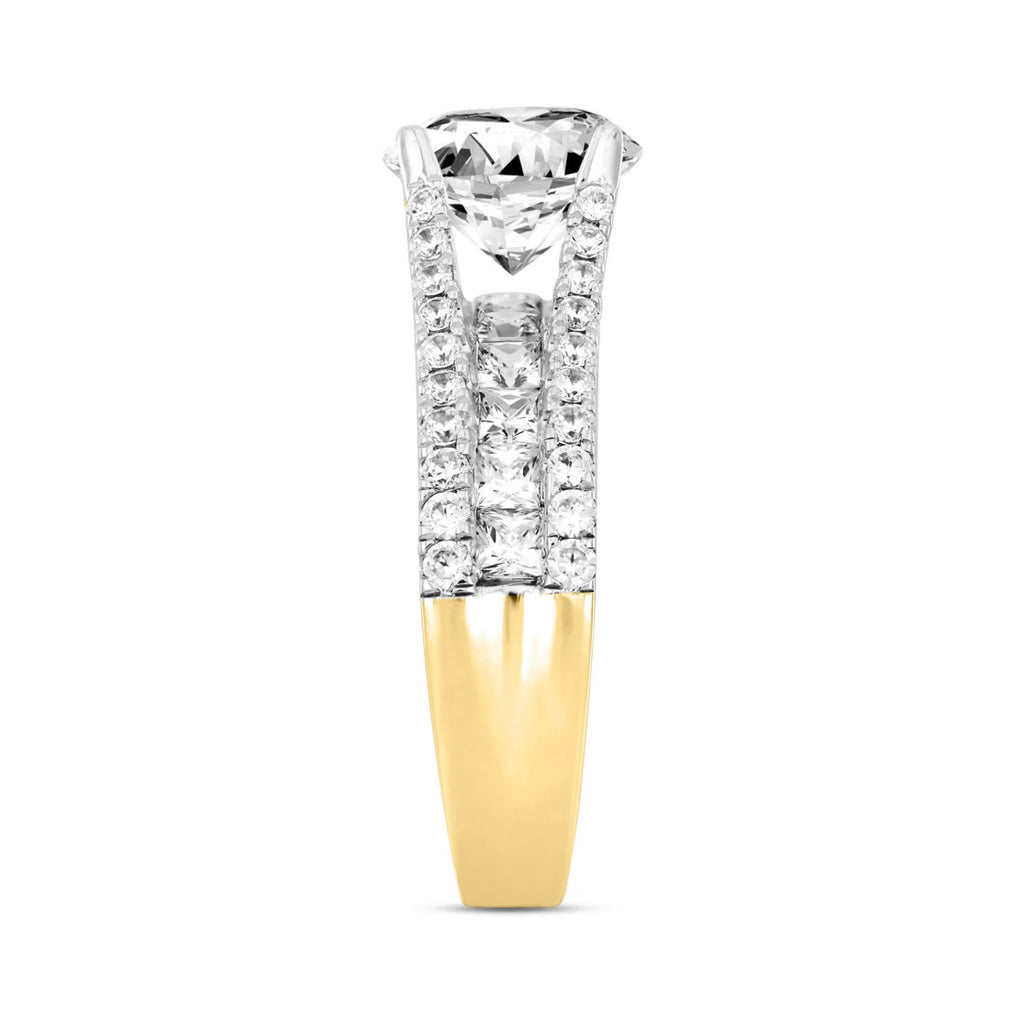 LADIES RING 3 1/2CT ROUND DIAMOND 14K YELLOW GOLD (CENTER STONE ROUND DIAMOND 2CT )