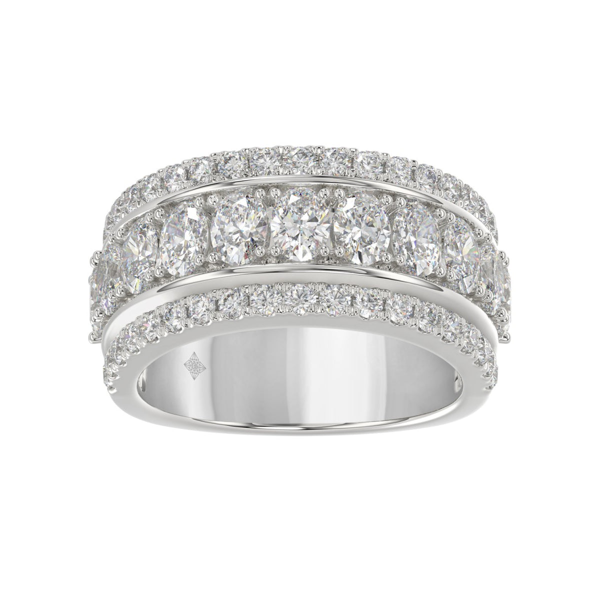 14K WHITE GOLD 2 1/4CT ROUND/OVAL DIAMOND LADIES BAND