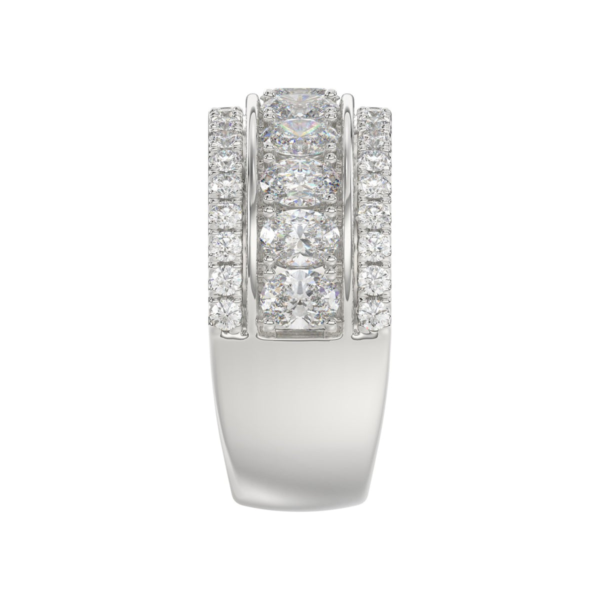 14K WHITE GOLD 2 1/4CT ROUND/OVAL DIAMOND LADIES BAND