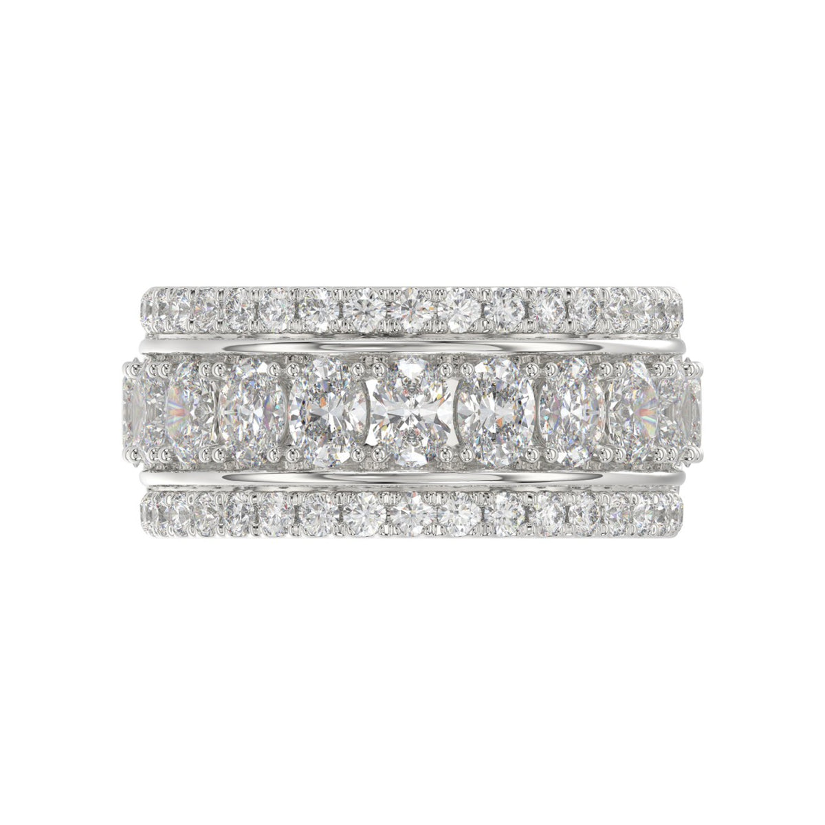14K WHITE GOLD 2 1/4CT ROUND/OVAL DIAMOND LADIES BAND
