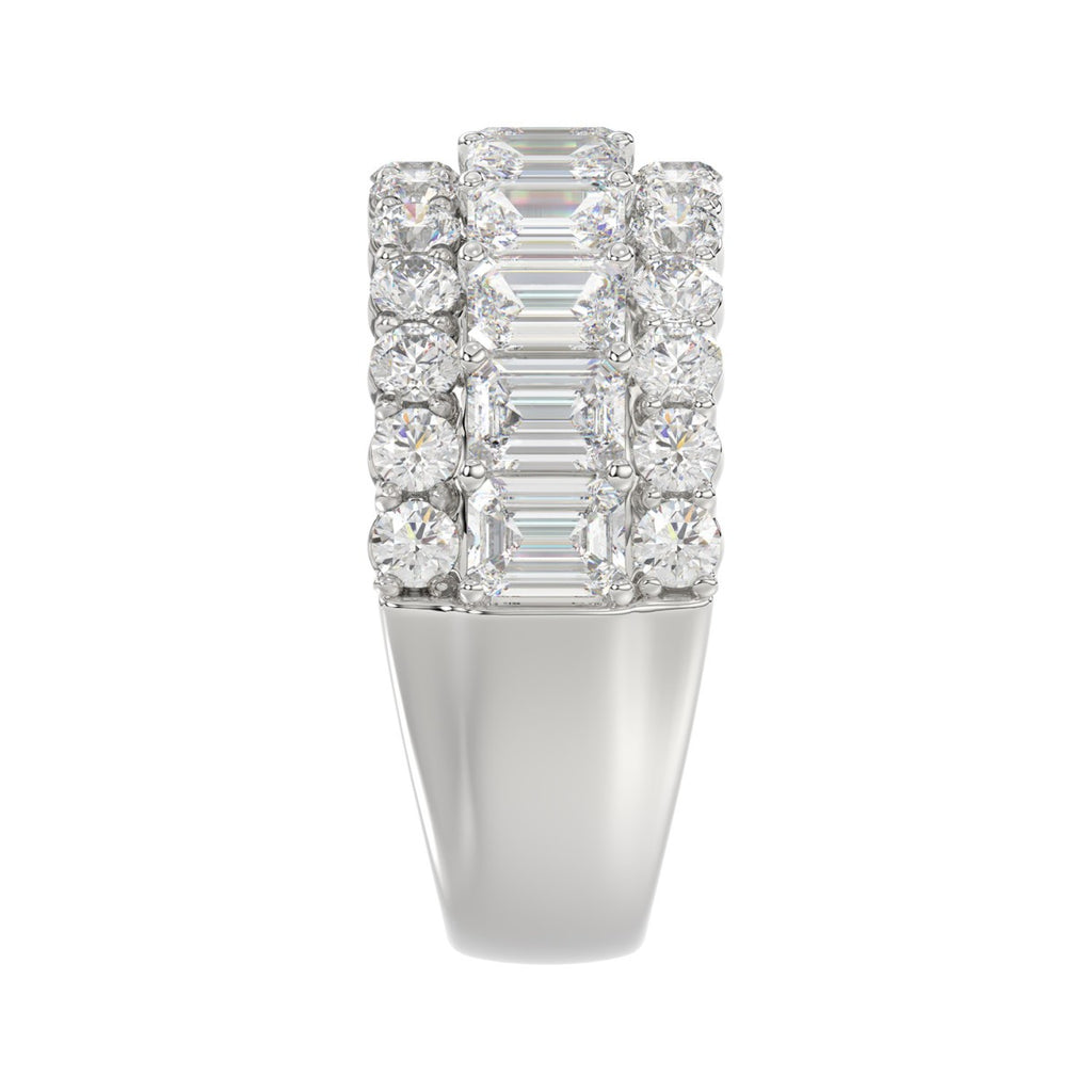 LADIES BAND 3 1/2CT ROUND/EMERALD DIAMOND 14K WHITE GOLD
