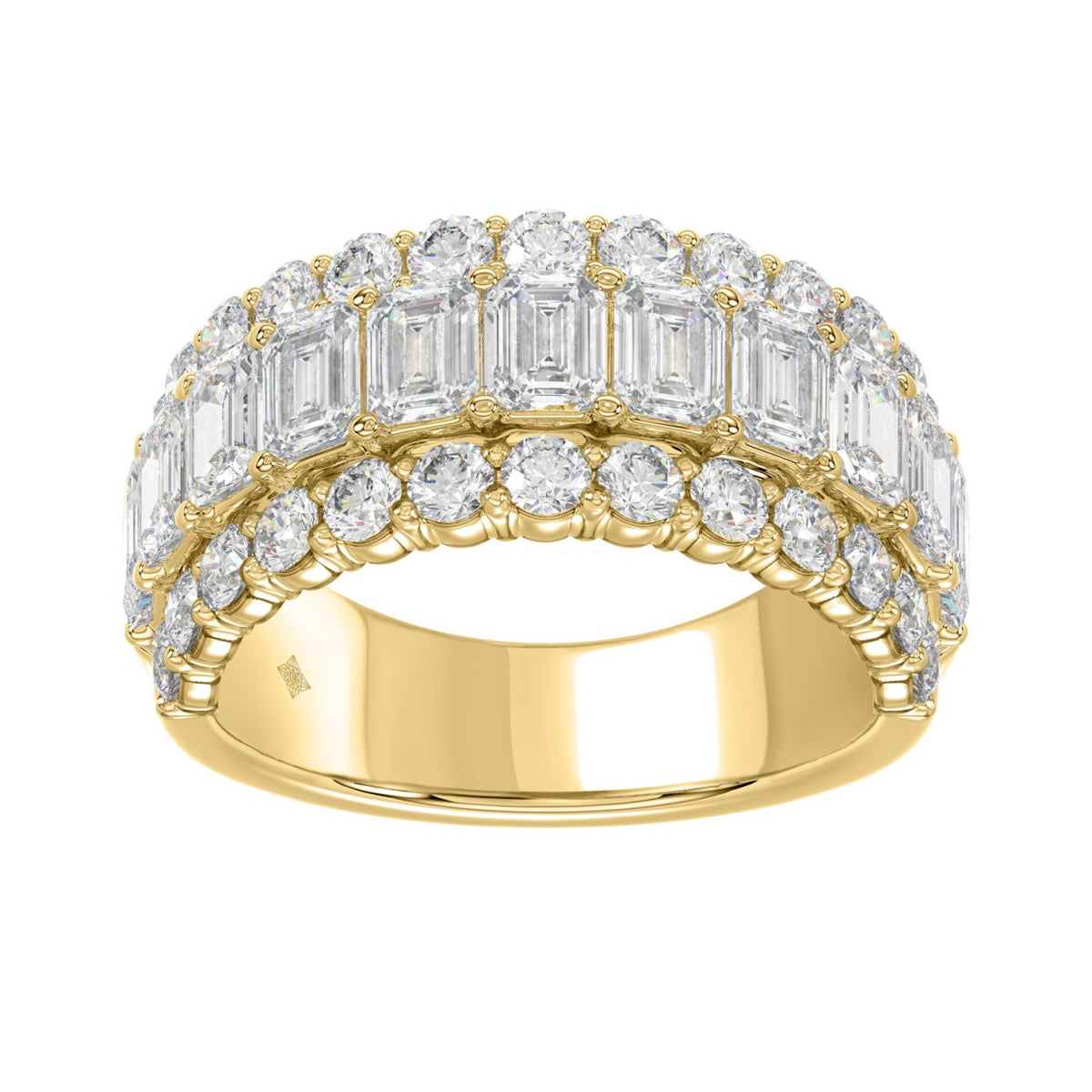LADIES BAND 3 1/2CT ROUND/EMERALD DIAMOND 14K YELLOW GOLD