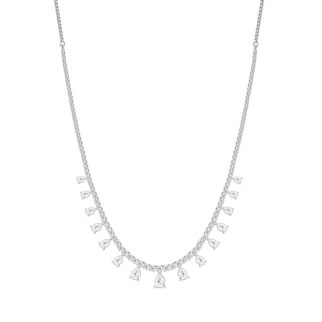 LADIES NECKLACES 5CT ROUND/PEAR DIAMOND 14K WHITE GOLD