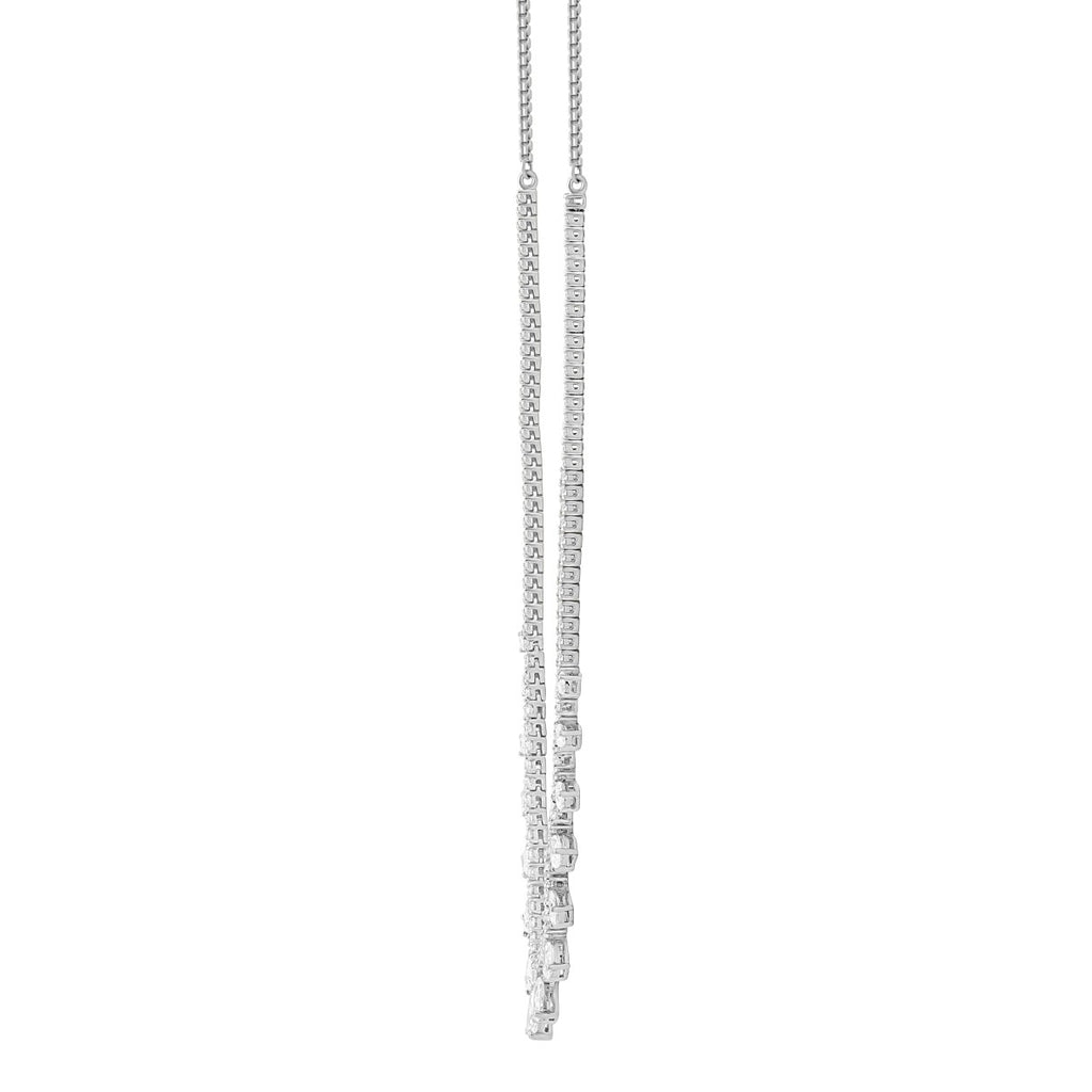 LADIES NECKLACES 5CT ROUND/PEAR DIAMOND 14K WHITE GOLD