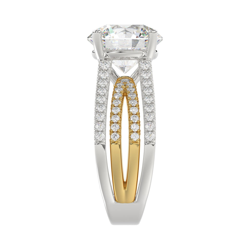 LADIES RING 3 5/8CT ROUND DIAMOND 14K WHITE/YELLOW GOLD (CENTER STONE ROUND DIAMOND 3CT )