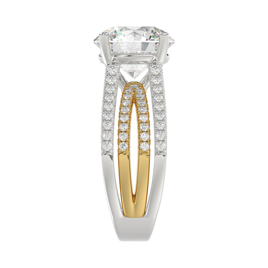 LADIES RING 3 5/8CT ROUND DIAMOND 14K WHITE/YELLOW GOLD (CENTER STONE ROUND DIAMOND 3CT )
