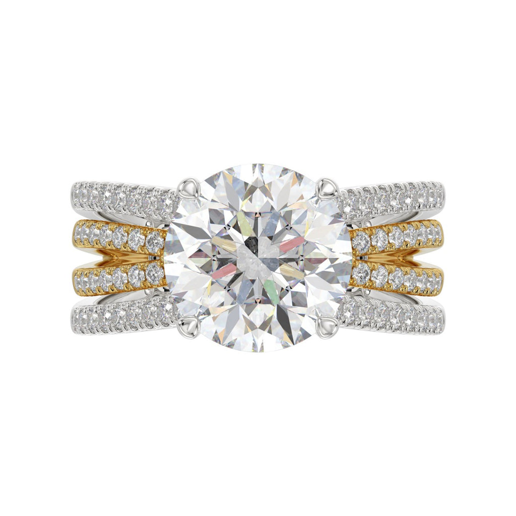 LADIES RING 3 5/8CT ROUND DIAMOND 14K WHITE/YELLOW GOLD (CENTER STONE ROUND DIAMOND 3CT )