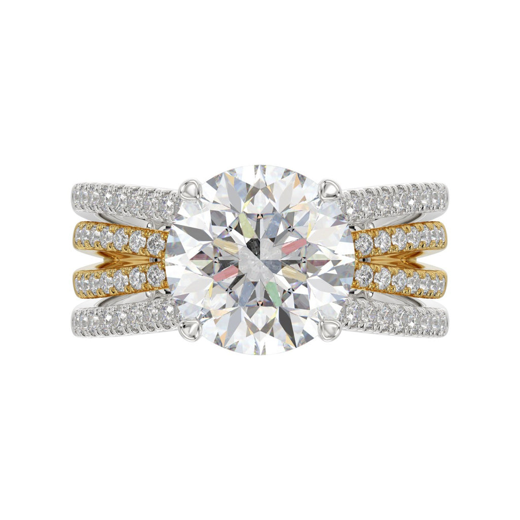 LADIES RING 3 5/8CT ROUND DIAMOND 14K WHITE/YELLOW GOLD (CENTER STONE ROUND DIAMOND 3CT )