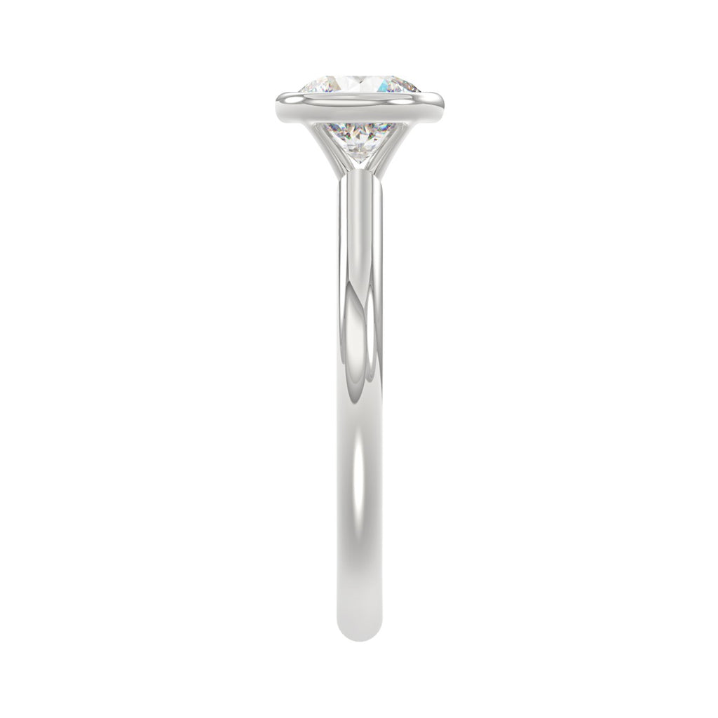 LADIES SOLITAIRE RING 1CT ROUND DIAMOND 14K WHITE GOLD (CENTER STONE ROUND DIAMOND 1CT )