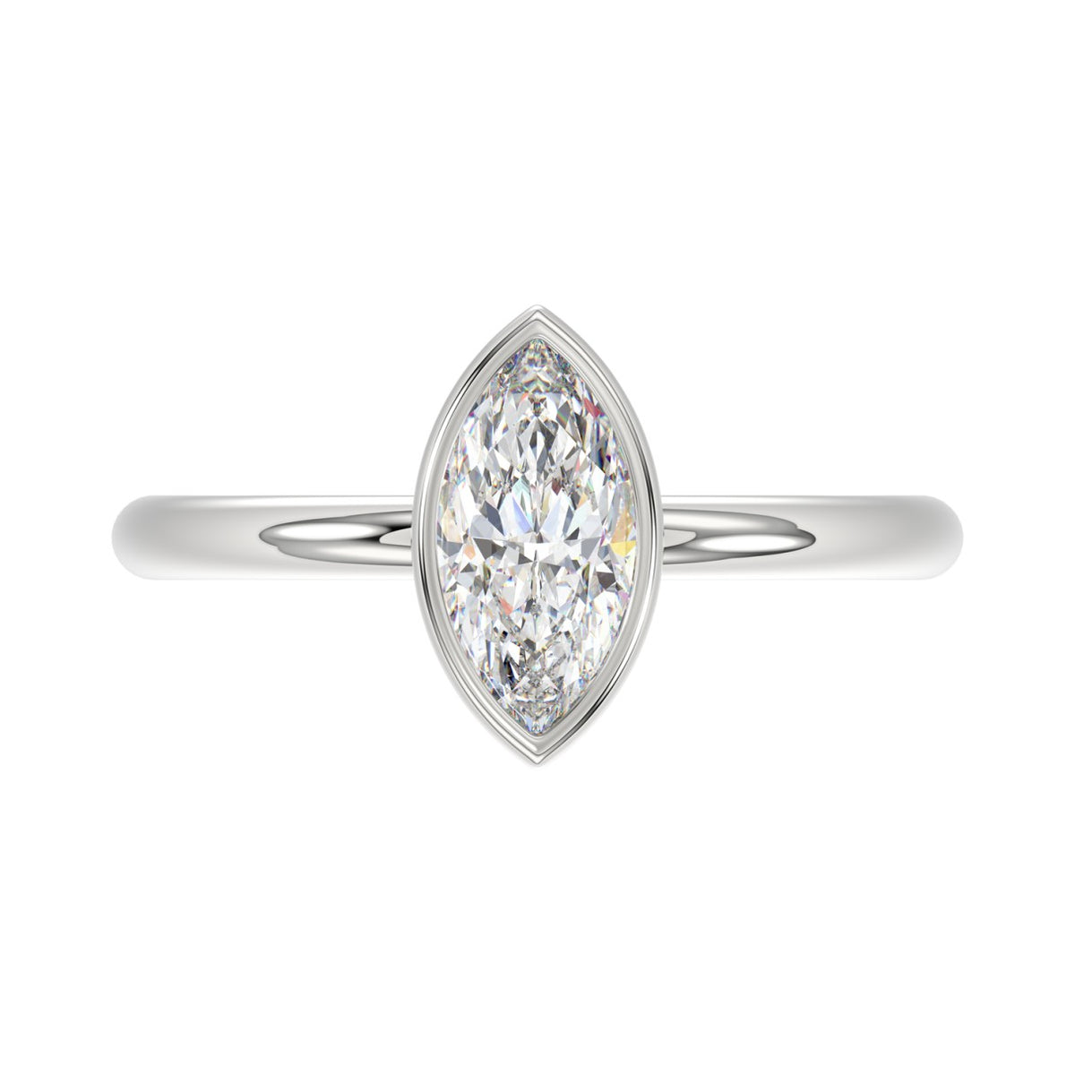 LADIES SOLITAIRE RING 1CT MARQUISE DIAMOND 14K WHITE GOLD (CENTER STONE MARQUISE DIAMOND 1CT )