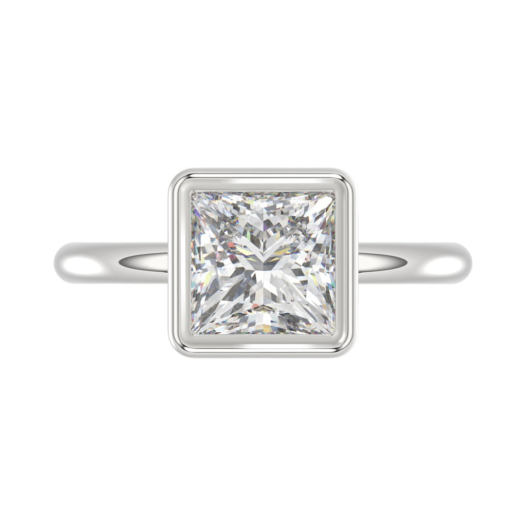 LADIES SOLITAIRE RING 3CT PRINCESS DIAMOND 14K WHITE GOLD (CENTER STONE PRINCESS DIAMOND 3CT )