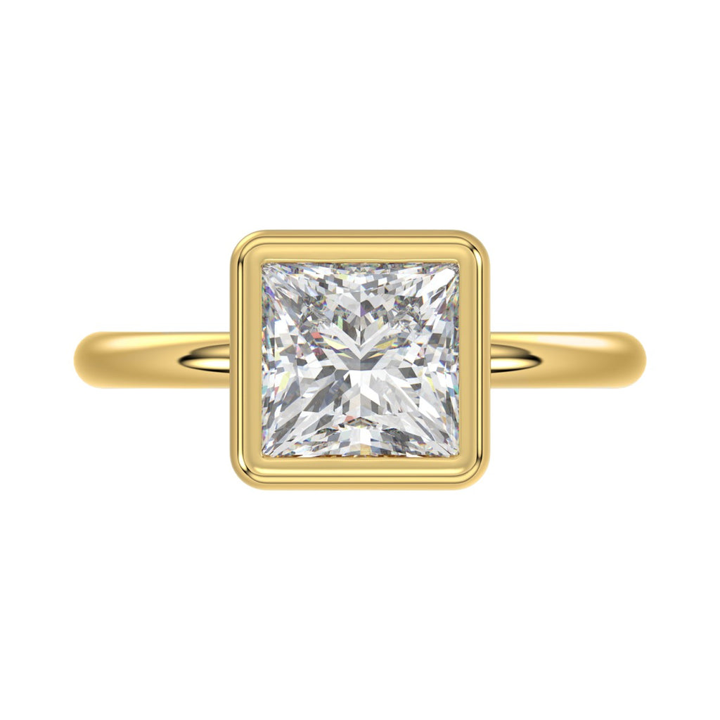 LADIES SOLITAIRE RING 3CT PRINCESS DIAMOND 14K YELLOW GOLD (CENTER STONE PRINCESS DIAMOND 3CT )