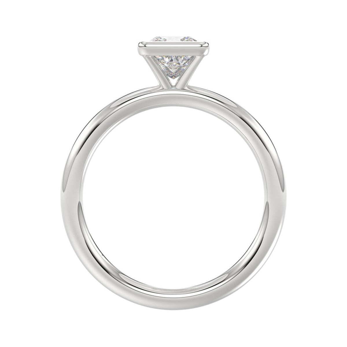 LADIES SOLITAIRE RING 1CT PRINCESS DIAMOND 14K WHITE GOLD (CENTER STONE PRINCESS DIAMOND 1CT )