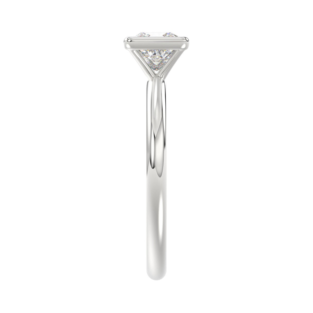 LADIES SOLITAIRE RING 1CT PRINCESS DIAMOND 14K WHITE GOLD (CENTER STONE PRINCESS DIAMOND 1CT )