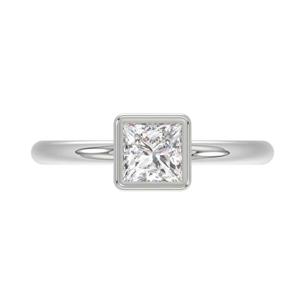 LADIES SOLITAIRE RING 1CT PRINCESS DIAMOND 14K WHITE GOLD (CENTER STONE PRINCESS DIAMOND 1CT )